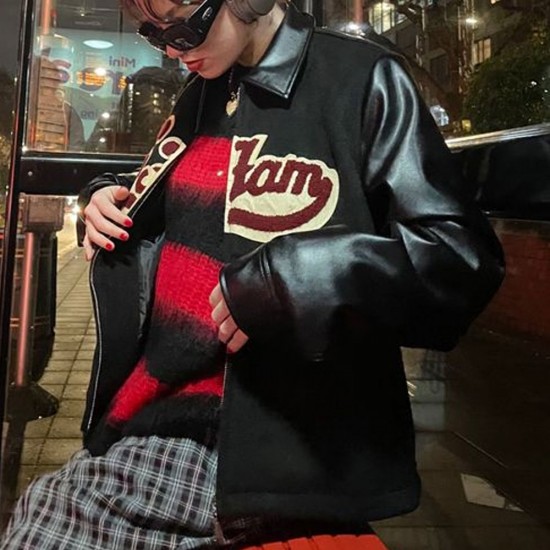 La Fam Red Wool Varsity Jacket